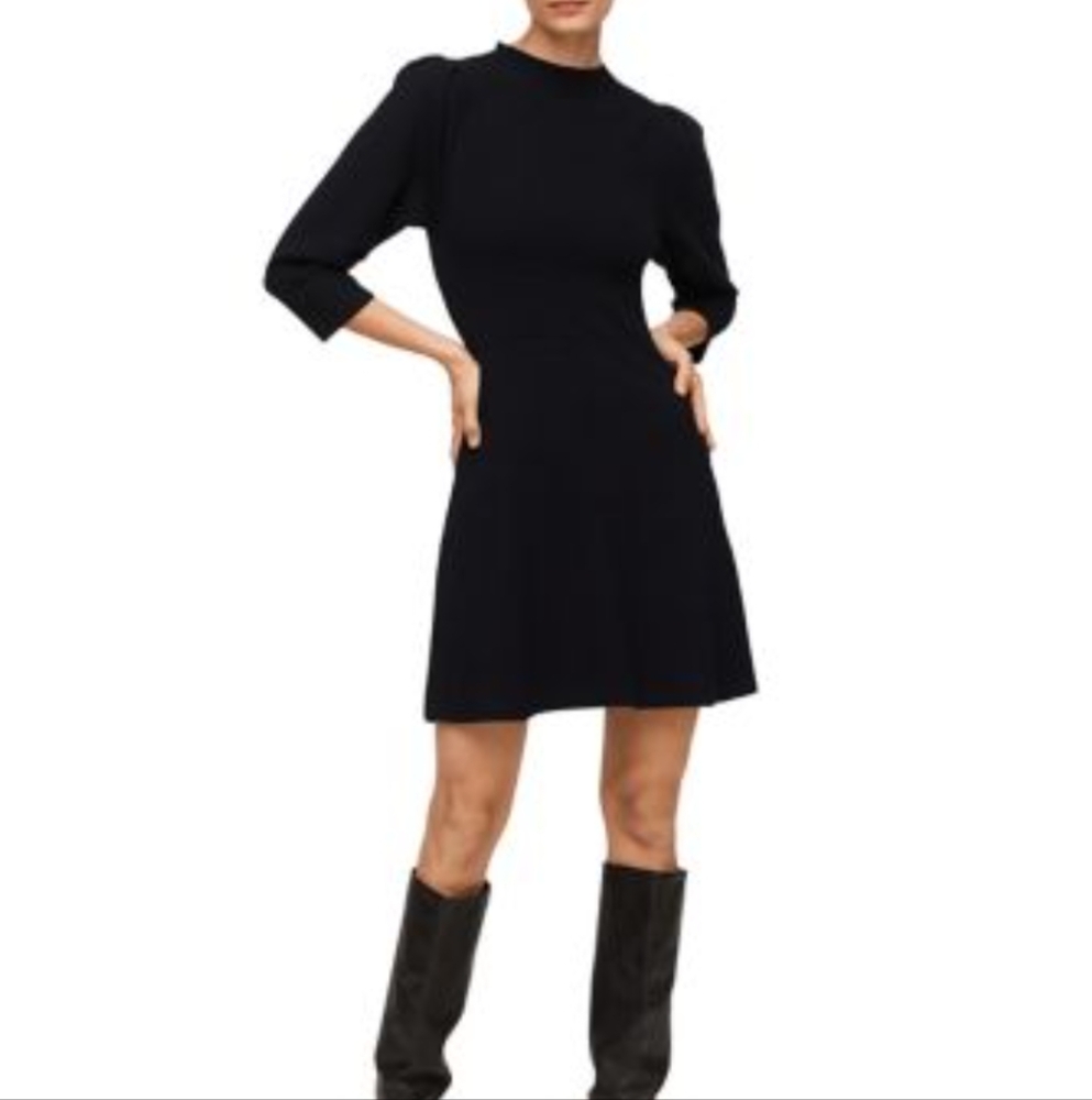Mango Black Knitted A-line Dress